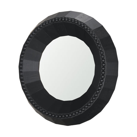 Ranela Black Beaded Wooden Wall Mirror by Mercana at Eve Furniture