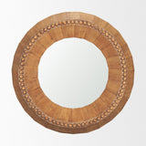 Ranela Light Brown Beaded Wooden Wall Mirror by Mercana at Eve Furniture