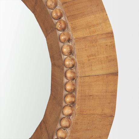 Ranela Light Brown Beaded Wooden Wall Mirror by Mercana at Eve Furniture