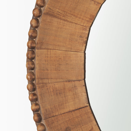 Ranela Light Brown Beaded Wooden Wall Mirror by Mercana at Eve Furniture