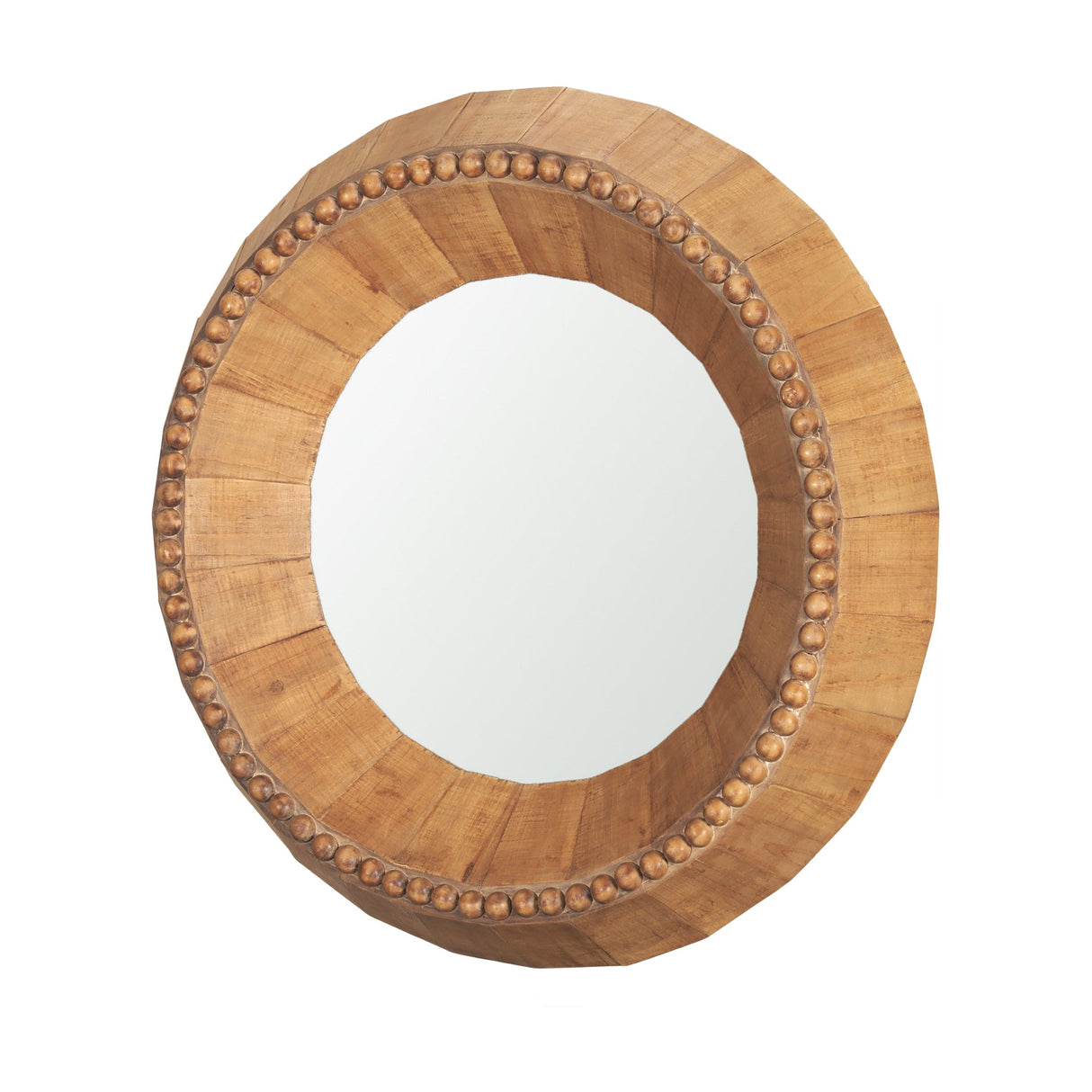 Ranela Light Brown Beaded Wooden Wall Mirror by Mercana at Eve Furniture