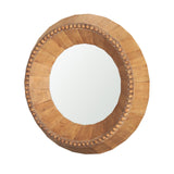 Ranela Light Brown Beaded Wooden Wall Mirror by Mercana at Eve Furniture