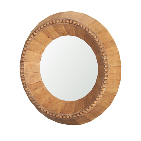 Ranela Light Brown Beaded Wooden Wall Mirror by Mercana at Eve Furniture