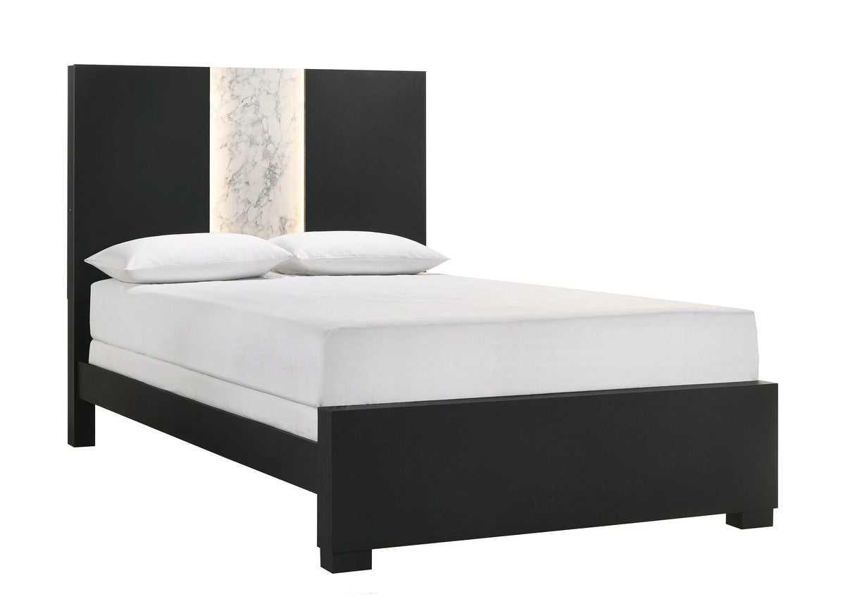 Rangley Black Queen LED Panel Bed by Crown Mark at Eve Furniture
