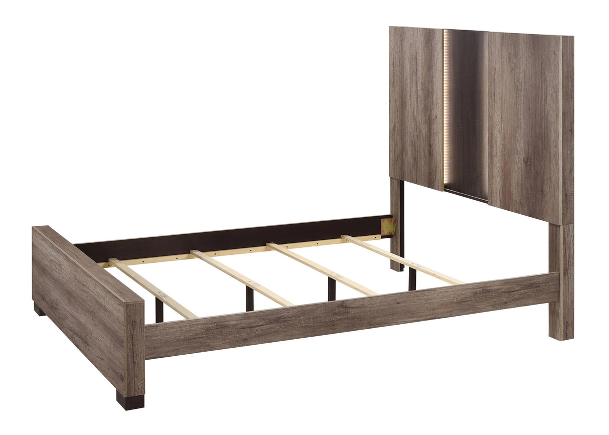 Rangley Brown King LED Panel Bed by Crown Mark at Eve Furniture