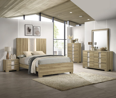 Rangley Driftwood King LED Panel Bed by Crown Mark at Eve Furniture