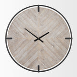 Rani Matte Black Metal w/ Wood Wall Clock by Mercana at Eve Furniture