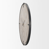 Rani Matte Black Metal w/ Wood Wall Clock by Mercana at Eve Furniture