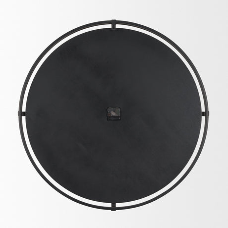 Rani Matte Black Metal w/ Wood Wall Clock by Mercana at Eve Furniture