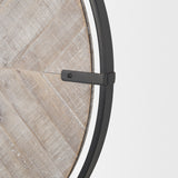 Rani Matte Black Metal w/ Wood Wall Clock by Mercana at Eve Furniture