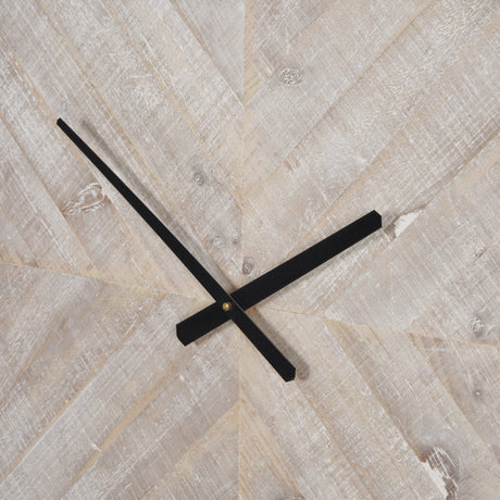 Rani Matte Black Metal w/ Wood Wall Clock by Mercana at Eve Furniture