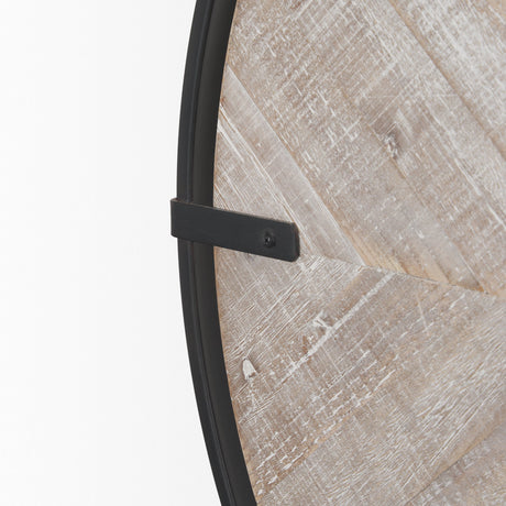 Rani Matte Black Metal w/ Wood Wall Clock by Mercana at Eve Furniture
