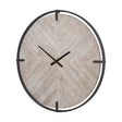 Rani Matte Black Metal w/ Wood Wall Clock by Mercana at Eve Furniture