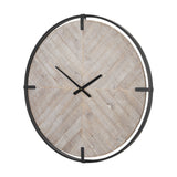Rani Matte Black Metal w/ Wood Wall Clock by Mercana at Eve Furniture
