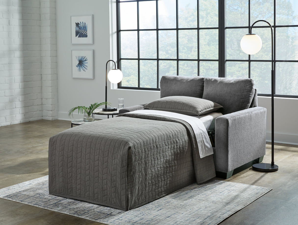 Rannis Pewter Twin Sofa Sleeper by Ashley at Eve Furniture
