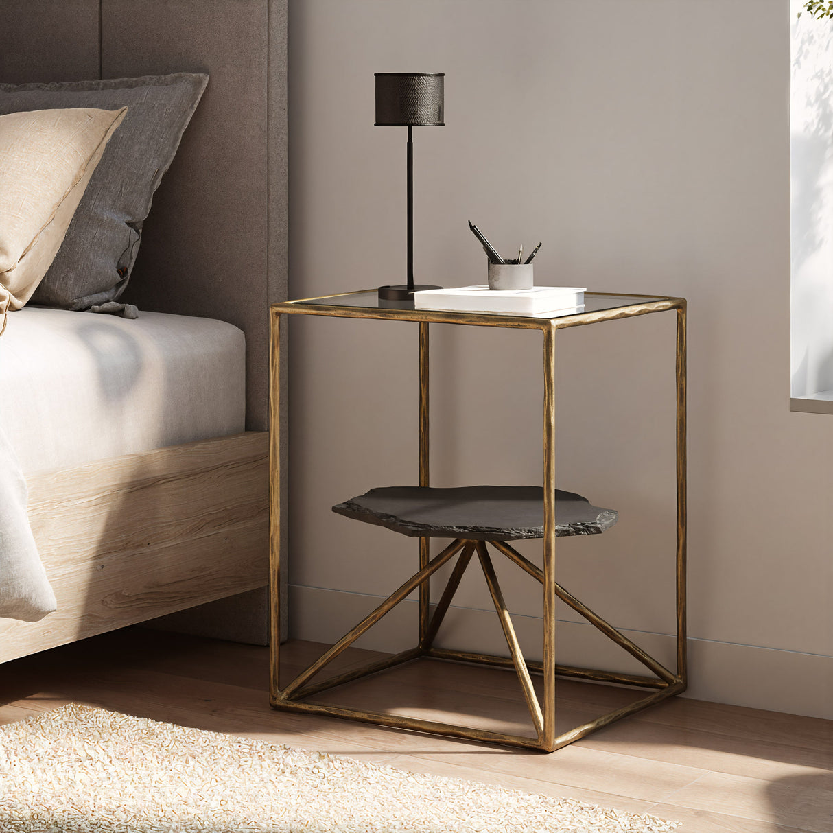 Ranol Brass Side Table by Zuomod at Eve Furniture