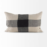 Raquel Beige and Black Fabric Plaid Decorative Pillow Cover by Mercana at Eve Furniture