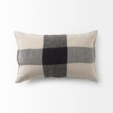 Raquel Beige and Black Fabric Plaid Decorative Pillow Cover by Mercana at Eve Furniture