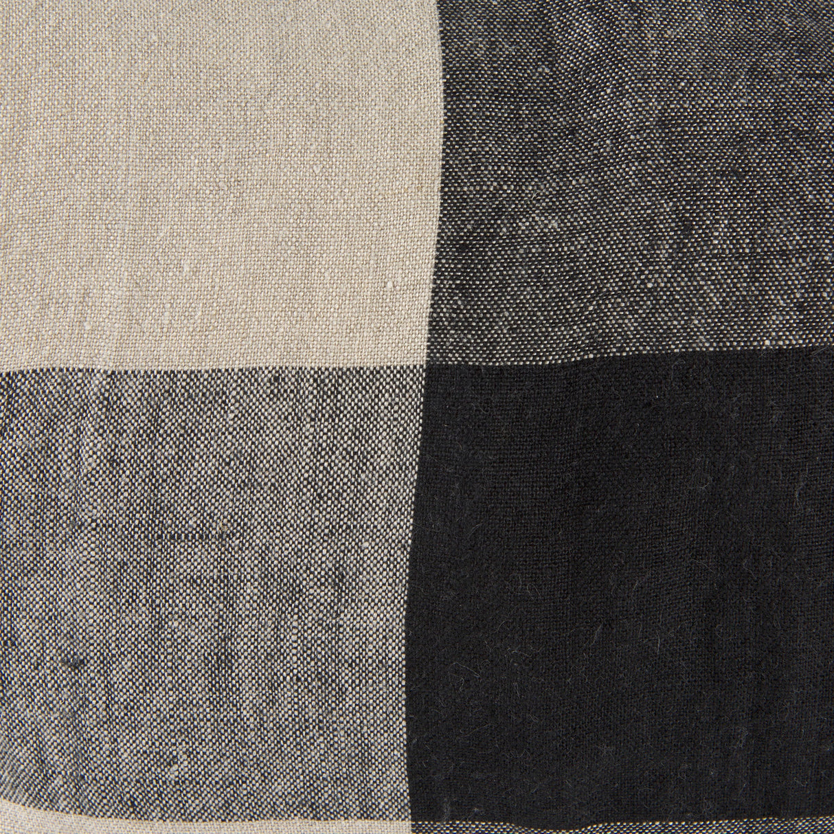 Raquel Beige and Black Fabric Plaid Decorative Pillow Cover by Mercana at Eve Furniture
