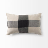 Raquel Beige and Black Fabric Plaid Pillow Cover w/Down Filler, Set of 2 by Mercana at Eve Furniture