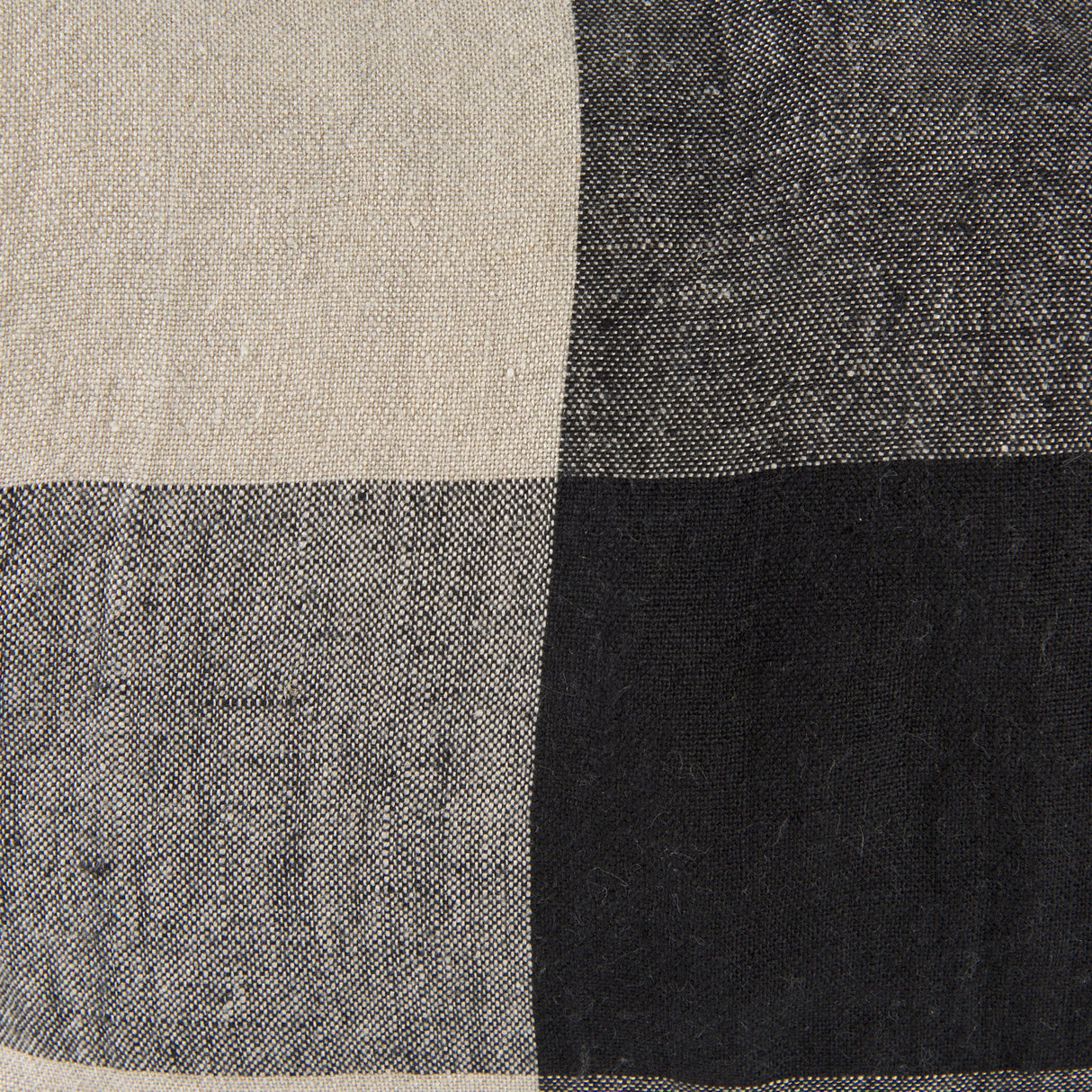 Raquel Beige and Black Fabric Plaid Pillow Cover w/Down Filler, Set of 2 by Mercana at Eve Furniture