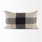 Raquel Beige and Black Fabric Plaid Pillow Cover w/Non-Allergen Filler, Set of 2 by Mercana at Eve Furniture