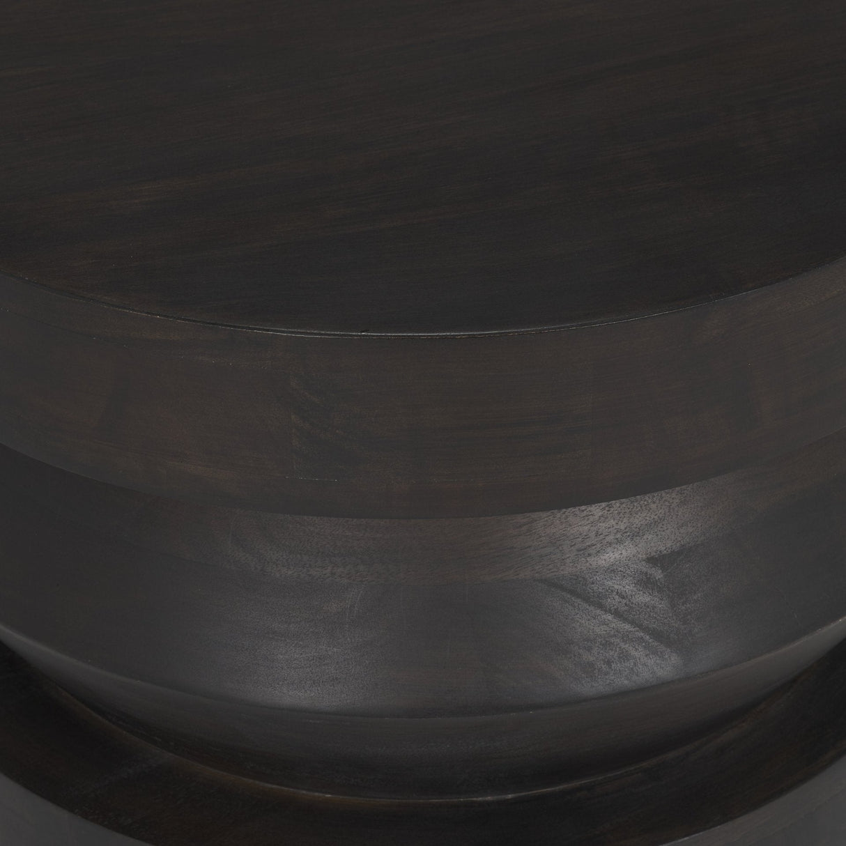 Rashama Dark Brown Wood Stacked Geometric Round Accent Table by Mercana at Eve Furniture