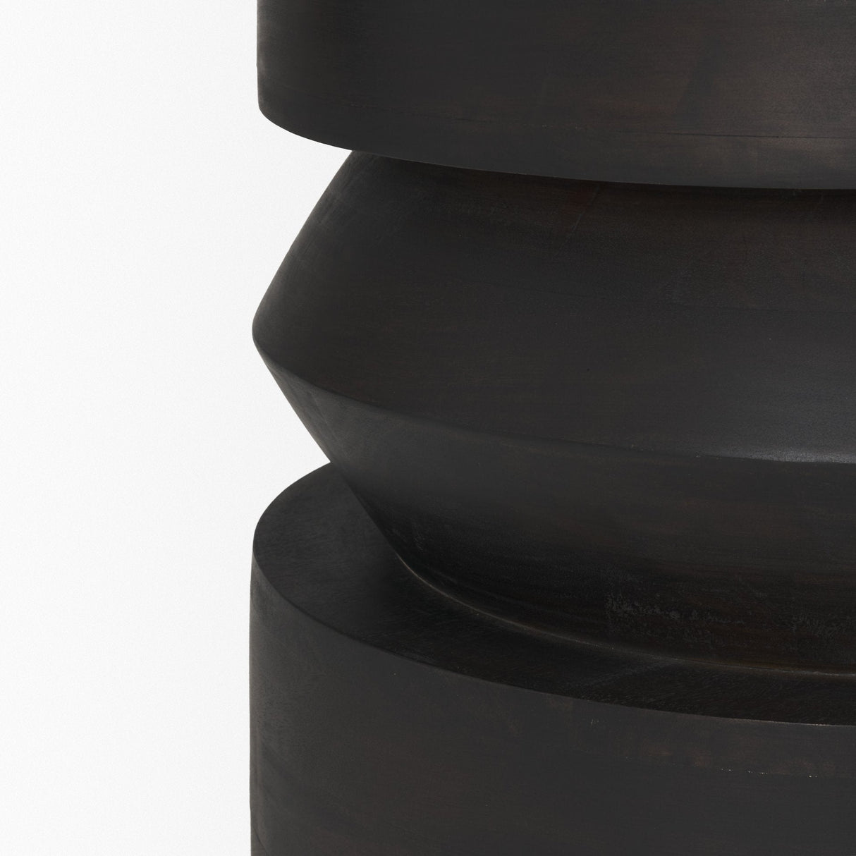 Rashama Dark Brown Wood Stacked Geometric Round Accent Table by Mercana at Eve Furniture