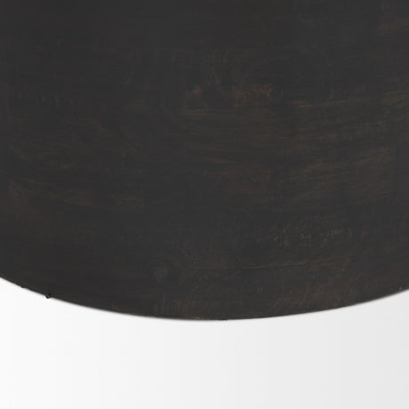 Rashama Dark Brown Wood Stacked Geometric Round Accent Table by Mercana at Eve Furniture