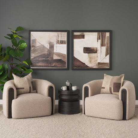 Rashama Dark Brown Wood Stacked Geometric Round Accent Table by Mercana at Eve Furniture