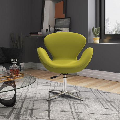 Raspberry Adjustable Swivel Chair in Green and Polished Chrome by Manhattan Comfort at Eve Furniture