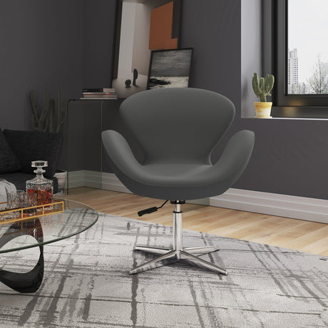 Raspberry Adjustable Swivel Chair in Grey and Polished Chrome by Manhattan Comfort at Eve Furniture