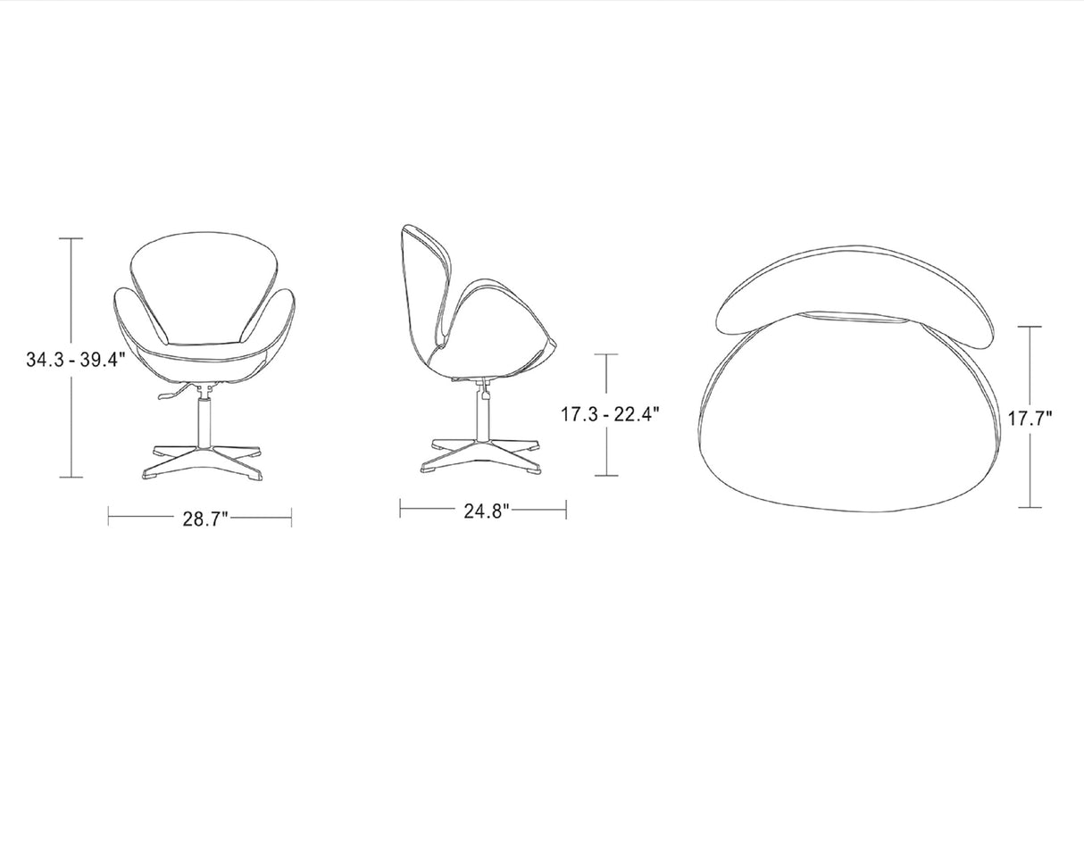 Raspberry Adjustable Swivel Chair in Grey and Polished Chrome by Manhattan Comfort at Eve Furniture