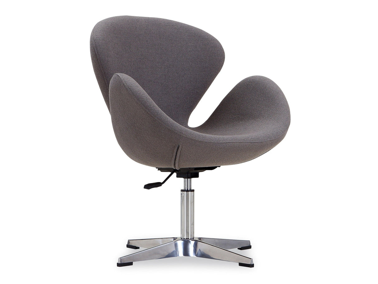 Raspberry Adjustable Swivel Chair in Grey and Polished Chrome by Manhattan Comfort at Eve Furniture