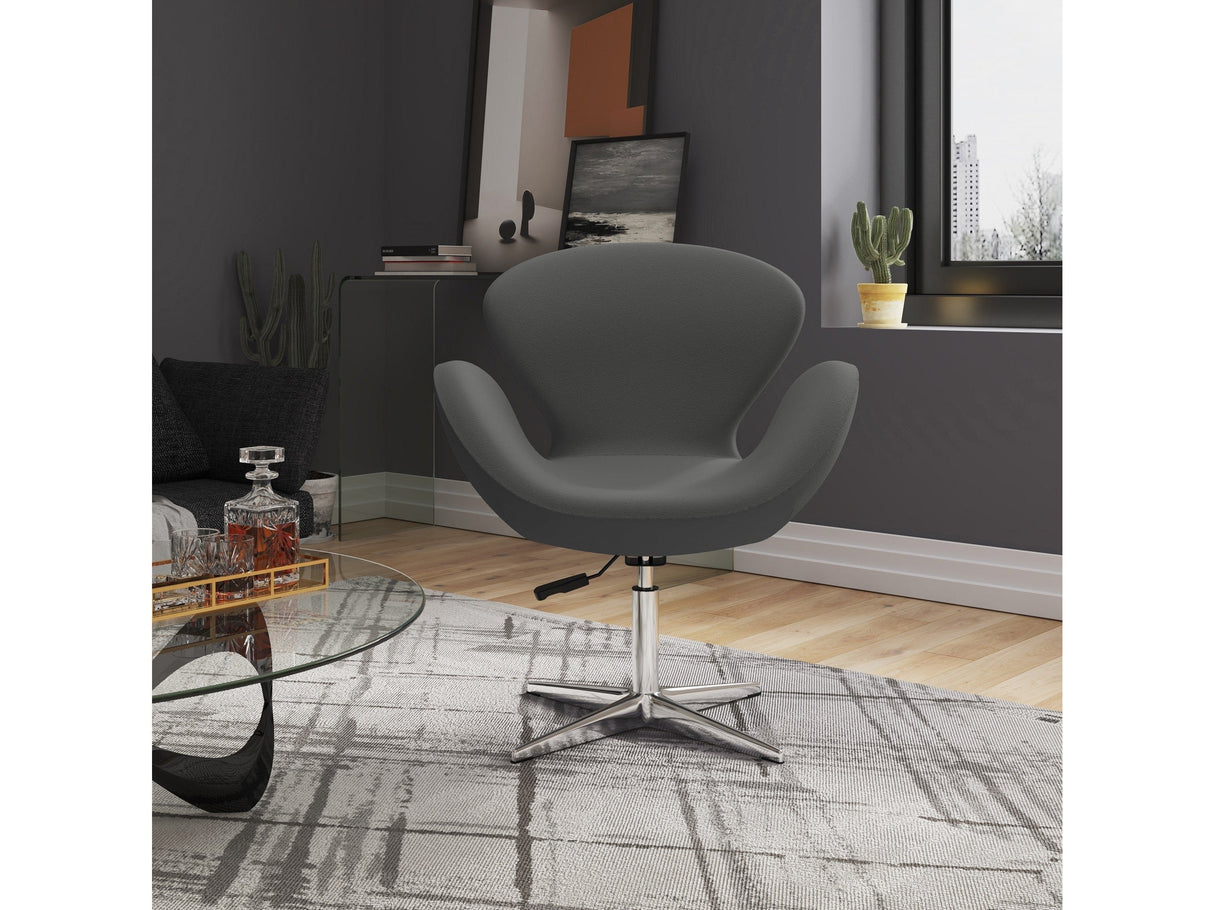 Raspberry Adjustable Swivel Chair in Grey and Polished Chrome (set of 2) by Manhattan Comfort at Eve Furniture