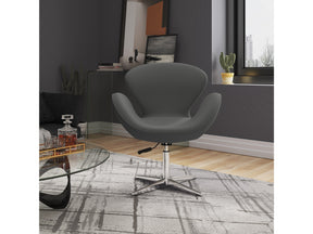 Raspberry Adjustable Swivel Chair in Grey and Polished Chrome (set of 2) by Manhattan Comfort at Eve Furniture
