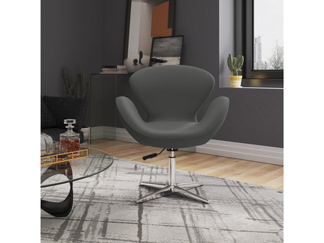 Raspberry Adjustable Swivel Chair in Grey and Polished Chrome (set of 2) by Manhattan Comfort at Eve Furniture