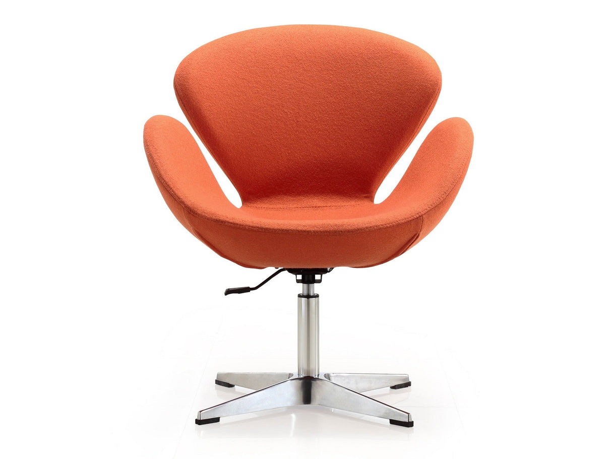 Raspberry Adjustable Swivel Chair in Orange and Polished Chrome by Manhattan Comfort at Eve Furniture