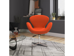 Raspberry Adjustable Swivel Chair in Orange and Polished Chrome (set of 2) by Manhattan Comfort at Eve Furniture