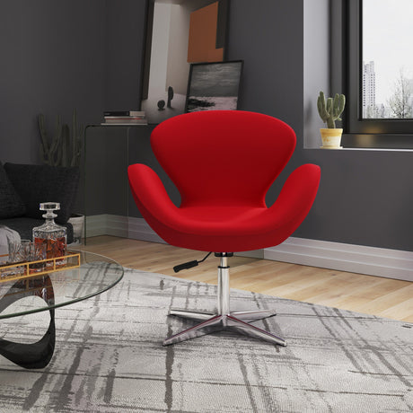 Raspberry Adjustable Swivel Chair in Red and Polished Chrome by Manhattan Comfort at Eve Furniture
