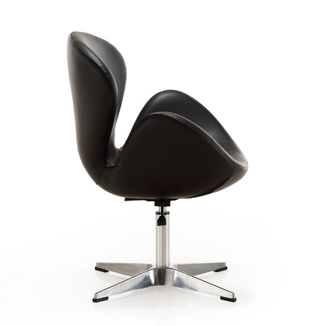 Raspberry Faux Leather Adjustable Swivel Chair in Black and Polished Chrome by Manhattan Comfort at Eve Furniture