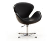 Raspberry Faux Leather Adjustable Swivel Chair in Black and Polished Chrome by Manhattan Comfort at Eve Furniture