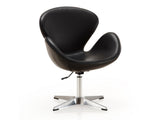 Raspberry Faux Leather Adjustable Swivel Chair in Black and Polished Chrome by Manhattan Comfort at Eve Furniture