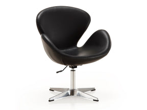Raspberry Faux Leather Adjustable Swivel Chair in Black and Polished Chrome by Manhattan Comfort at Eve Furniture