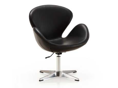 Raspberry Faux Leather Adjustable Swivel Chair in Black and Polished Chrome by Manhattan Comfort at Eve Furniture