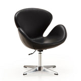 Raspberry Faux Leather Adjustable Swivel Chair in Black and Polished Chrome (set of 2) by Manhattan Comfort at Eve Furniture