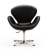 Raspberry Faux Leather Adjustable Swivel Chair in Black and Polished Chrome (set of 2) by Manhattan Comfort at Eve Furniture