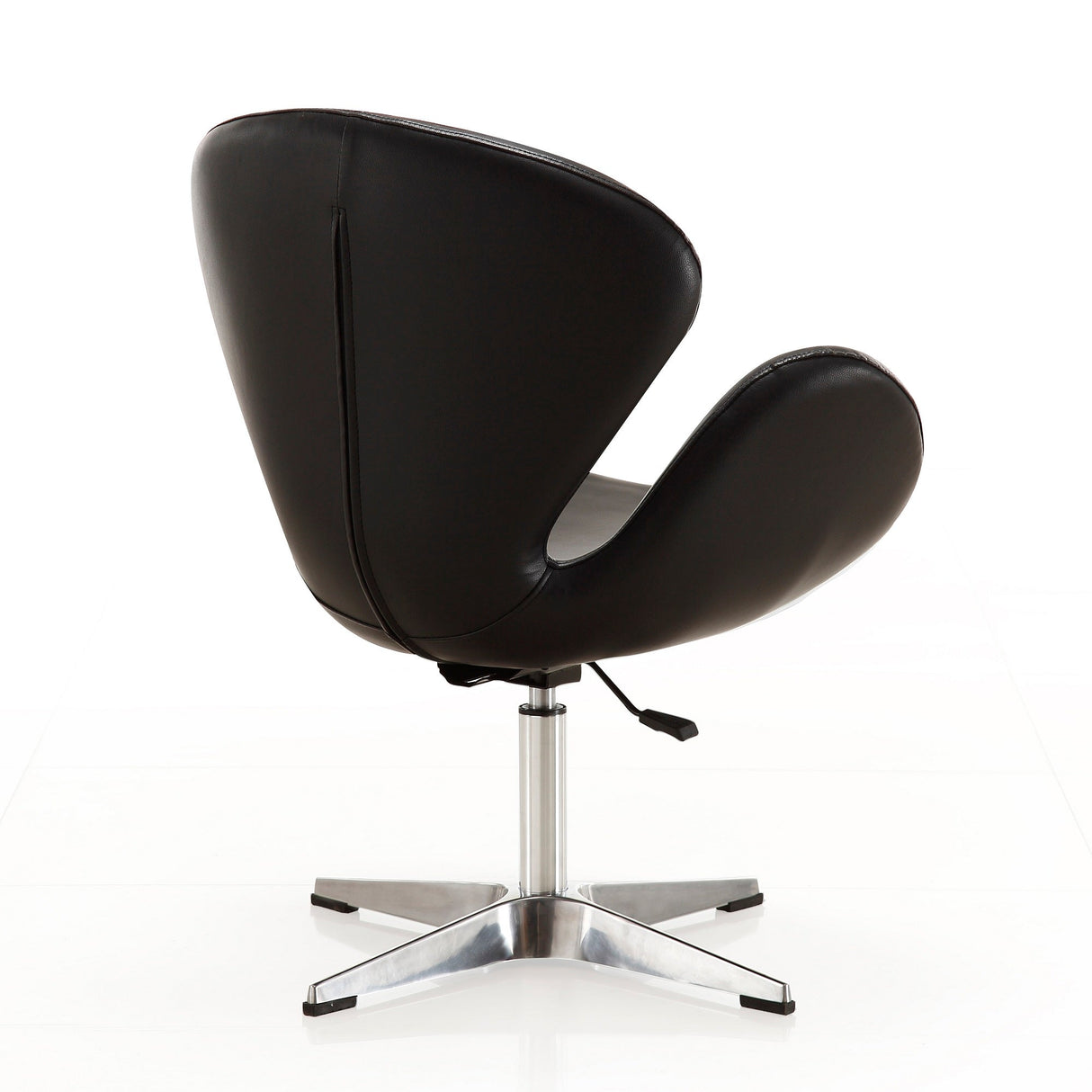Raspberry Faux Leather Adjustable Swivel Chair in Black and Polished Chrome (set of 2) by Manhattan Comfort at Eve Furniture
