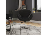 Raspberry Faux Leather Adjustable Swivel Chair in Black and Polished Chrome (set of 2) by Manhattan Comfort at Eve Furniture