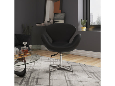 Raspberry Faux Leather Adjustable Swivel Chair in Black and Polished Chrome (set of 2) by Manhattan Comfort at Eve Furniture